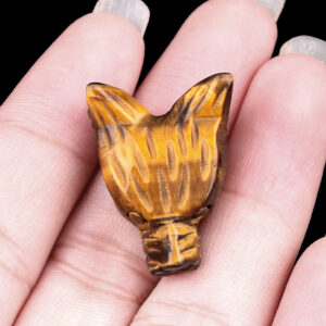 Natural Amethyst Rose Quartz Tiger Eye Wolf Head Carving