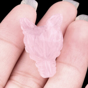 Natural Amethyst Rose Quartz Tiger Eye Wolf Head Carving