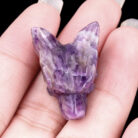 Natural Amethyst Rose Quartz Tiger Eye Wolf Head Carving