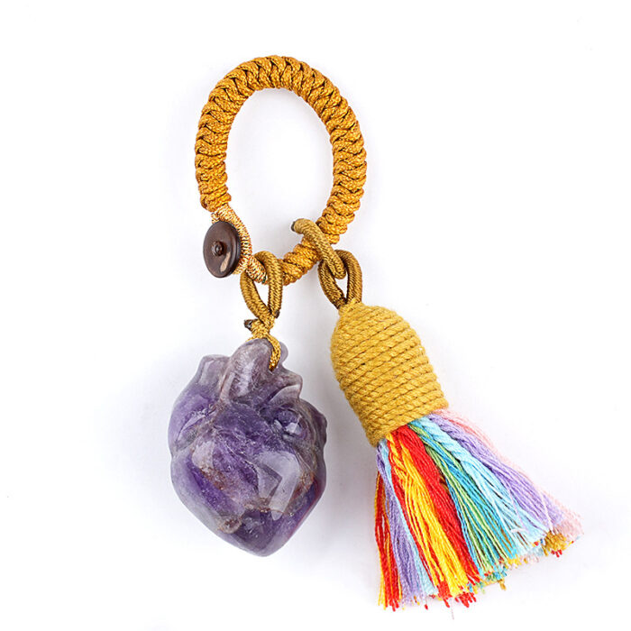 Natural Stone Heart Keychain