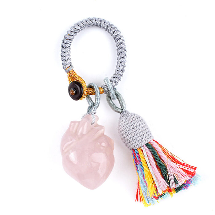 Natural Stone Heart Keychain