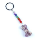 Rainbow Stone Carved Bone Keychain