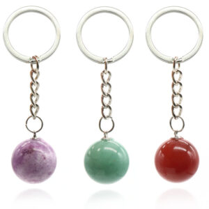 Natural Crystal Ball Keychain