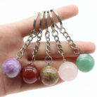 Natural Crystal Ball Keychain