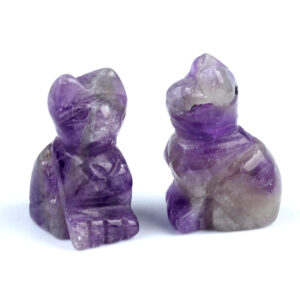 Natural Crystal Agate Semi-Precious Cat Carving