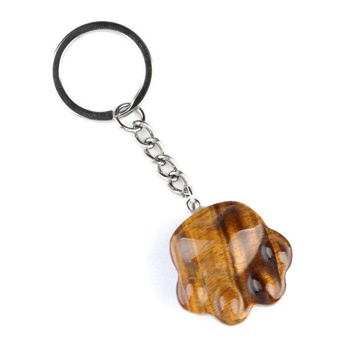123_3-2.jpg Natural Crystal Agate Cat Paw Keychain