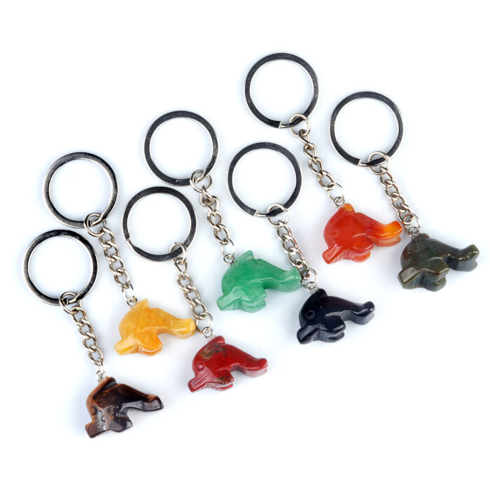 Crystal Agate Dolphin Keychain