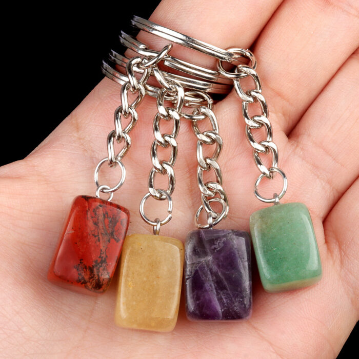 Crystal Colorful Stone Irregular Rectangle Keychain
