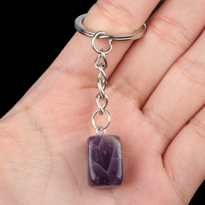 Crystal Colorful Stone Irregular Rectangle Keychain