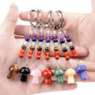 Natural Crystal Rainbow Stone Mushroom Keychain