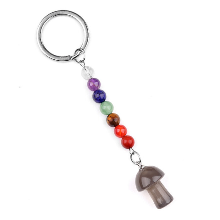 130_3-2.jpg Natural Crystal Rainbow Stone Mushroom Keychain