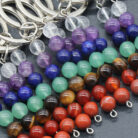 Natural Crystal Rainbow Stone Bead Keychain