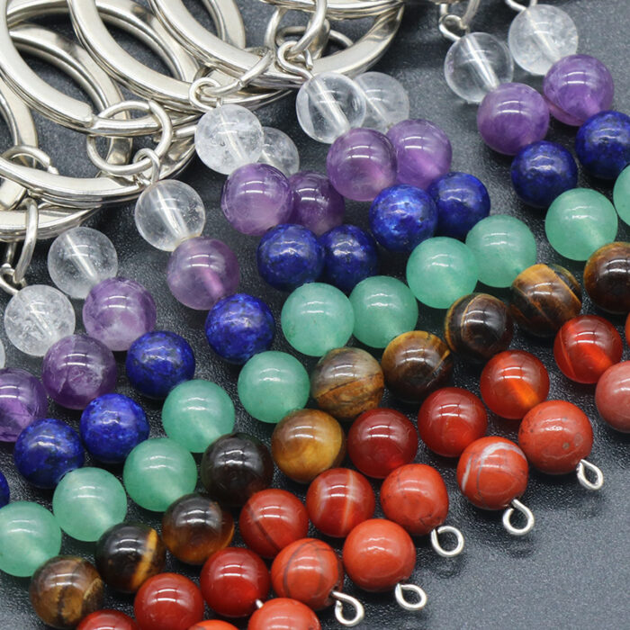 131_0-2.jpg Natural Crystal Rainbow Stone Bead Keychain