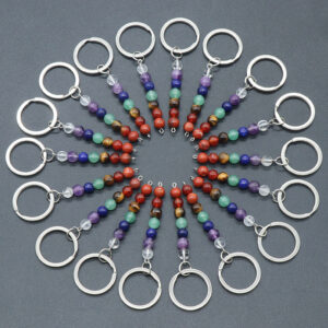 131_1-2.jpg Natural Crystal Rainbow Stone Bead Keychain