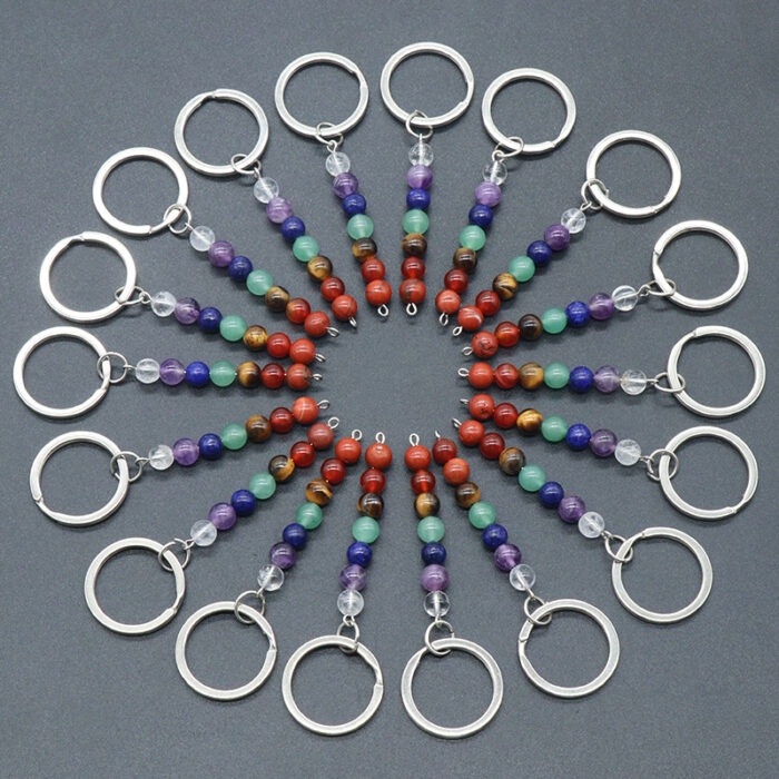 131_1-2.jpg Natural Crystal Rainbow Stone Bead Keychain