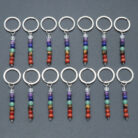 Natural Crystal Rainbow Stone Bead Keychain