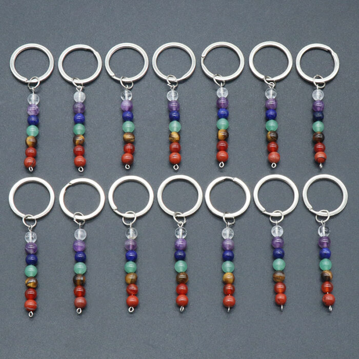131_2-2.jpg Natural Crystal Rainbow Stone Bead Keychain