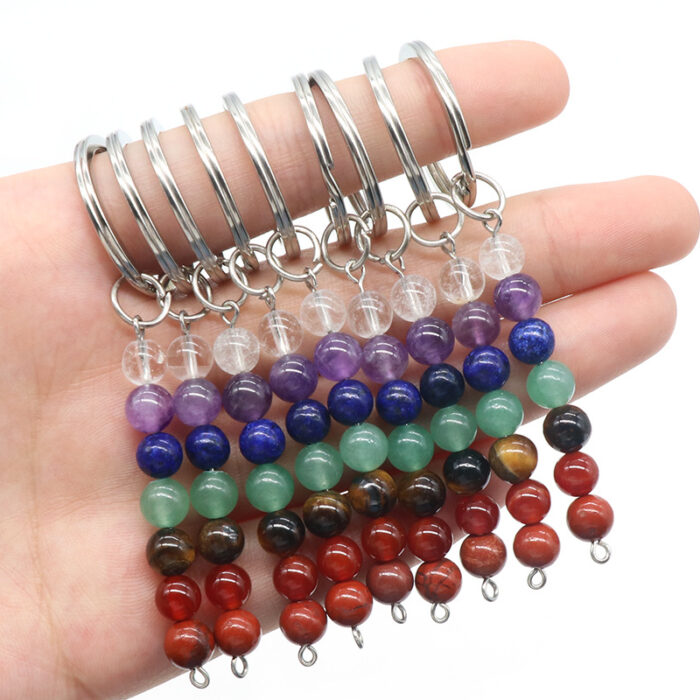 131_3-2.jpg Natural Crystal Rainbow Stone Bead Keychain