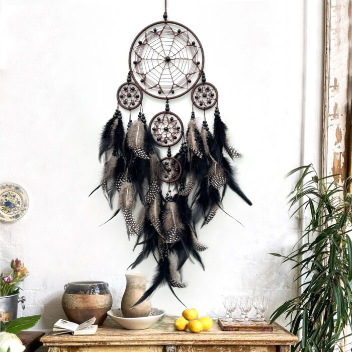138_4-1-1.jpg Handmade Feather Dreamcatcher Tribal Print