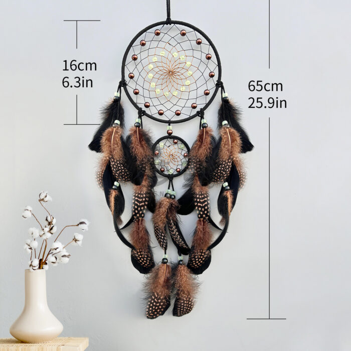 139_0-1-1.jpg Glow in Dark Dreamcatcher Feather Wind Chime Wall Hanging