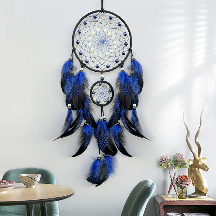 139_2-1-1.jpg Glow in Dark Dreamcatcher Feather Wind Chime Wall Hanging