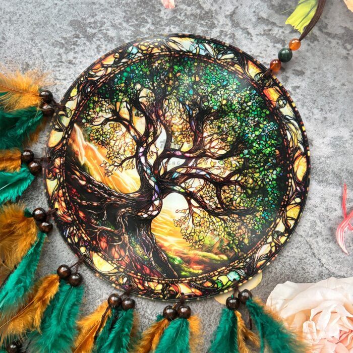148_1-1-1.jpg Acrylic Dreamcatcher Feather Wind Chime Indoor Outdoor Decoration