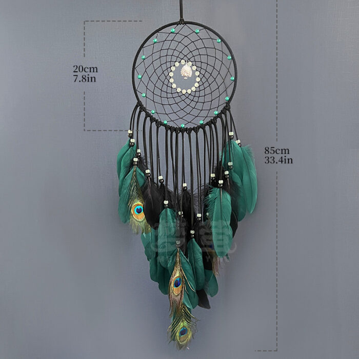 151_2-1-1.jpg Peacock Feather Glow Bead Dreamcatcher