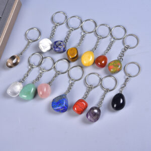 Natural Crystal Polished Tumbled Stone Keychain