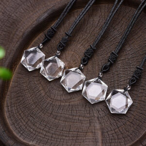 Hexagram White Crystal Pendant