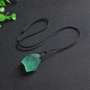 Natural Green Fluorite Raw Stone Pendant