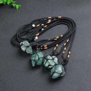 Green Fluorite Raw Stone Pendant