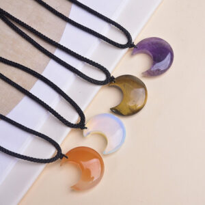 Natural Amethyst Moon Pendant