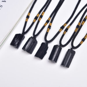 Natural Black Tourmaline Raw Stone Pendant