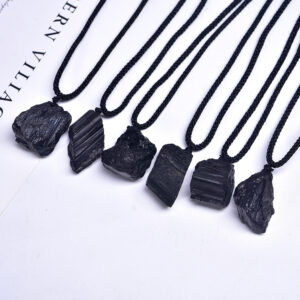 Natural Crystal Black Tourmaline Raw Stone Pendant