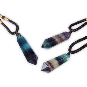 Natural Rainbow Fluorite Double Pointed Column Pendant
