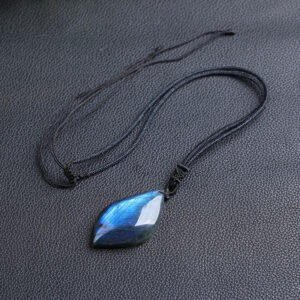 Natural Labradorite Crystal Leaf Pendant