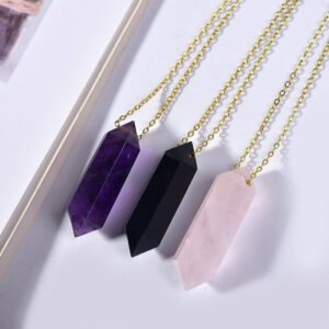 Natural Crystal Double Pointed Hexagonal Column Pendant