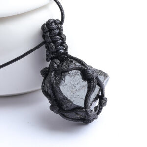 Natural Black Tourmaline Raw Stone Net Pendant
