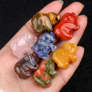 Carved Pig Natural Crystal Agate Mini Animal Ornament