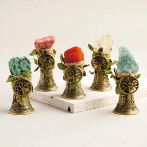 Natural Crystal Raw Stone Hand Bell Life Tree