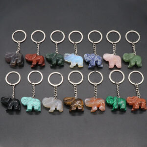 Natural Crystal Agate Stone Elephant Keychain RS-0170