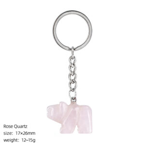 Crystal Stone Carved Bear Keychain RS-0174