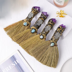 Natural Amethyst Tooth Flower Magic Broom RS-0215