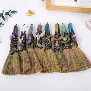 Natural Crystal Hexagonal Point Wand Broom RS-0216