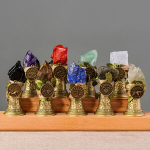 Natural Crystal Zodiac Bell - Raw Stone Twelve Zodiac Small Bell
