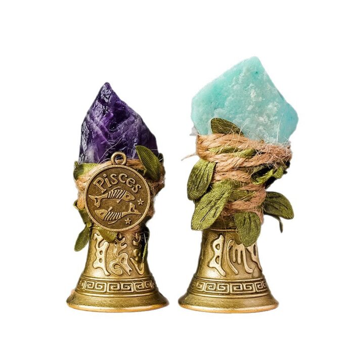 Raw Stone Twelve Zodiac Bell Natural Crystal Small Bell-3 Raw Stone Twelve Zodiac Bell Natural Crystal Small Bell-3