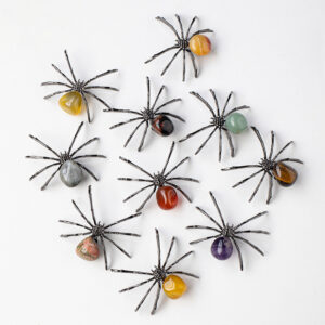 Crystal Rolling Stone Alloy Spider Figurine