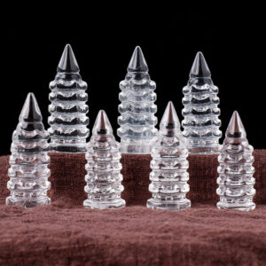 Natural transparent white crystal Wenchang Tower Office Feng Shui carving ornaments original stone polished crystal gift wholesale