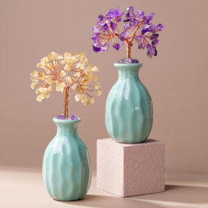 Rock crystal tree porcelain base topaz gravel lucky tree home living room porch decorations ornaments wholesale.