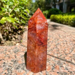 Natural Red Hematoid Quartz Crystal Tower